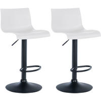 BARHOCKER 2er Set Kunststoff weiß - Schwarz/Weiß, Kunststoff/Textil (39/84/36cm) - CLP