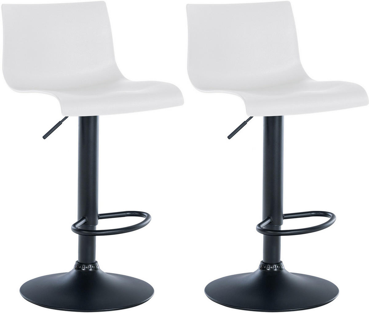 BARHOCKER 2er Set Kunststoff weiß - Schwarz/Weiß, Kunststoff/Textil (39/84/36cm) - CLP