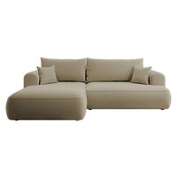 ECKSOFA Ovo Beige Velours - Beige/Schwarz, Kunststoff/Textil (260/165cm) - Selsey