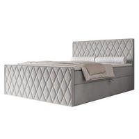 BOXBETT PONTI III 200x200 cm Taubengrau (Samt) - mit 2 Bettkästen, Bonellmatratze und Rautensteppung - Hellgrau, Holzwerkstoff/Textil (200/200cm) - Ravio