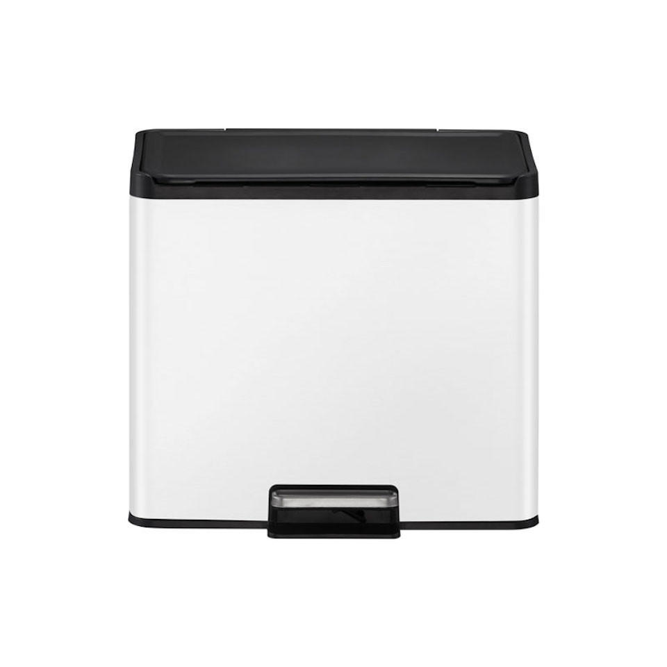 MÜLLEIMER Rechteckiger Aus Gebürstetem Edelstahl Mit Soft Close & Stay Open Deckel 29 Liter 41,1 x 46,2 x 38,8 cm Weiß - Weiß, Metall (46.2/41.1/38.8cm) - PROREGAL