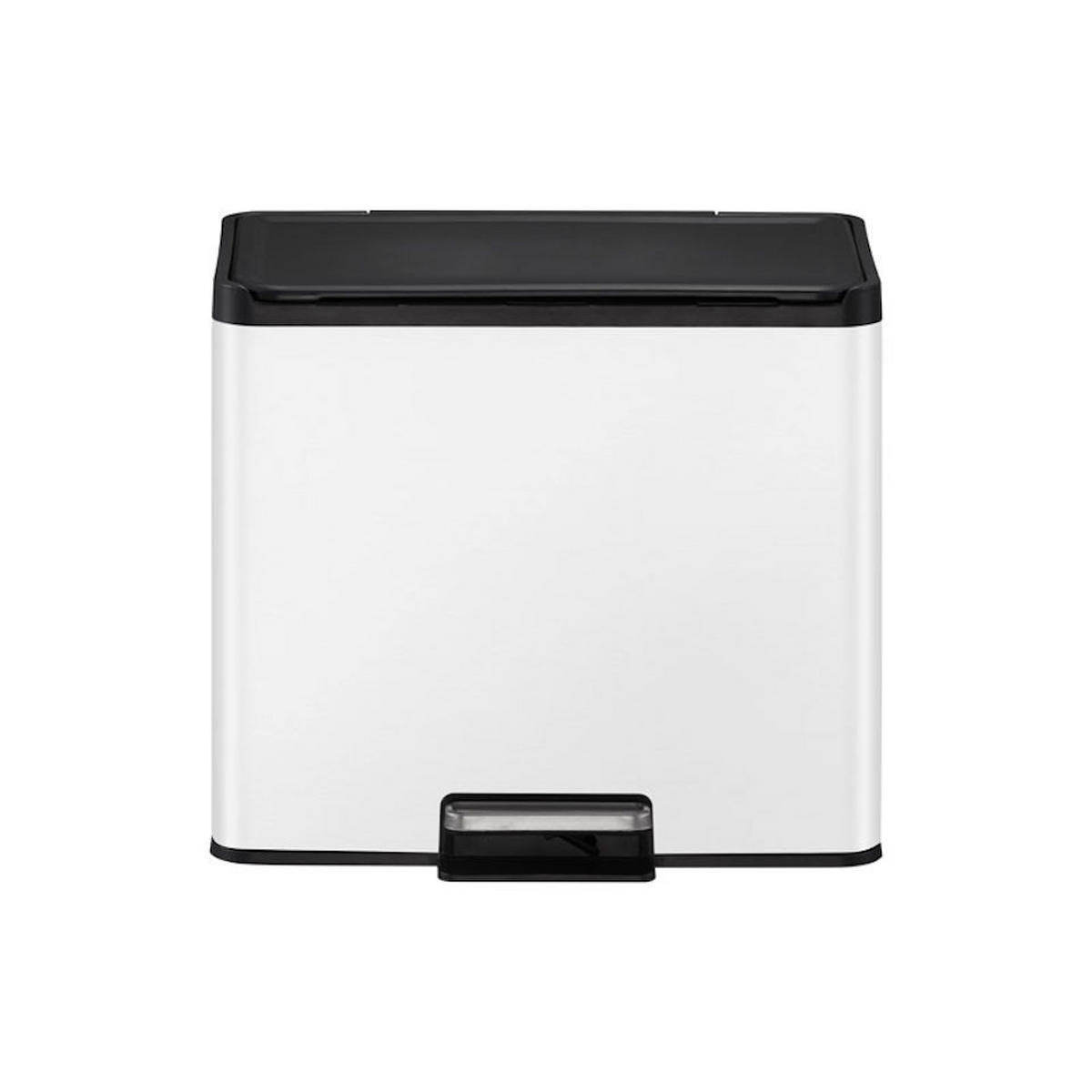 MÜLLEIMER Rechteckiger Aus Gebürstetem Edelstahl Mit Soft Close & Stay Open Deckel 29 Liter 41,1 x 46,2 x 38,8 cm Weiß - Weiß, Metall (46.2/41.1/38.8cm) - PROREGAL