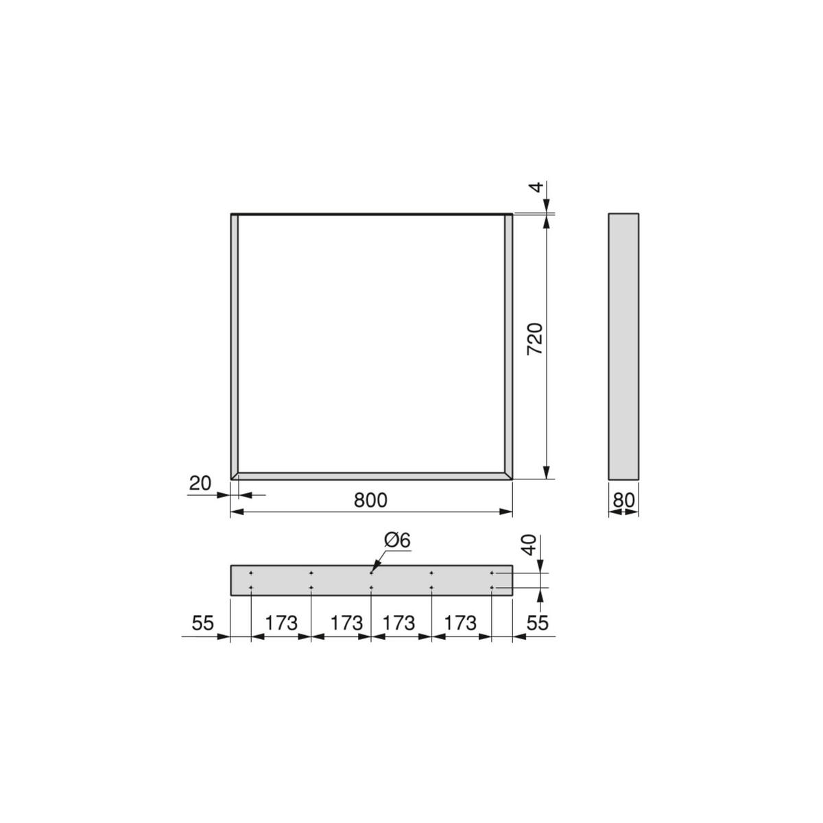 TISCHBEINE rechteckig Square, Breite 800mm, Stahl, Schwarzer lackiert - Schwarz, Metall (84/21/76cm) - EMUCA