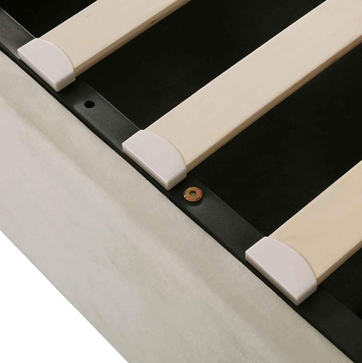 POLSTERBETT 140/190 cm mit hydraulischem Bettkasten, Lattenrost und Kopfteil in Ohrenform aus Samt, Beige - Beige, Textil (140/190cm) - Redom