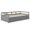 BETT ausziehbar 90/200 cm mit Schubladen Kiefernholz grau - Grau, Holz (90/200cm) - OKWISH