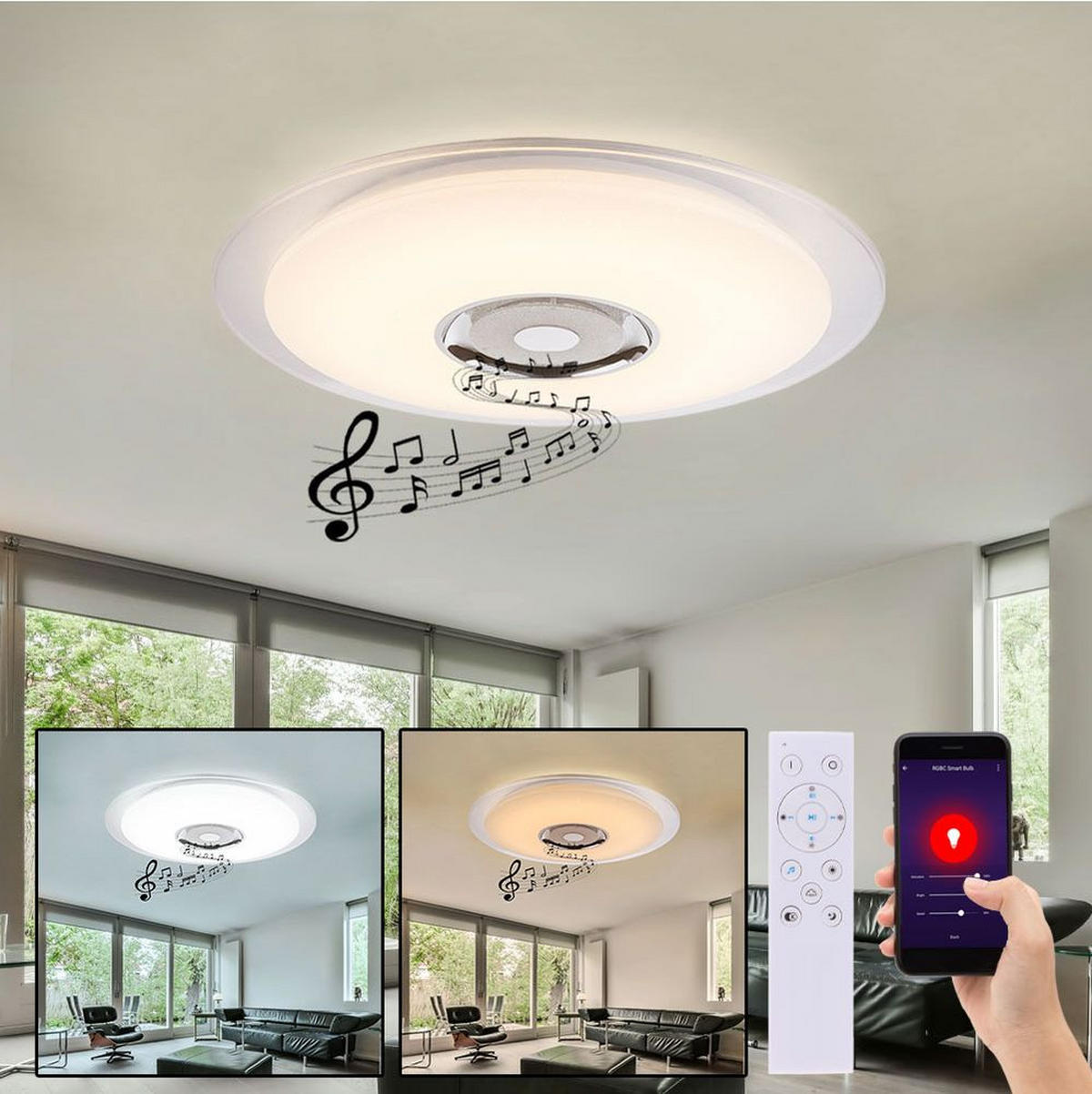 LED DECKENLEUCHTE Tune Silber Metall Acryl - Silberfarben, Metall (60/60/6.1cm) - Globo Lighting