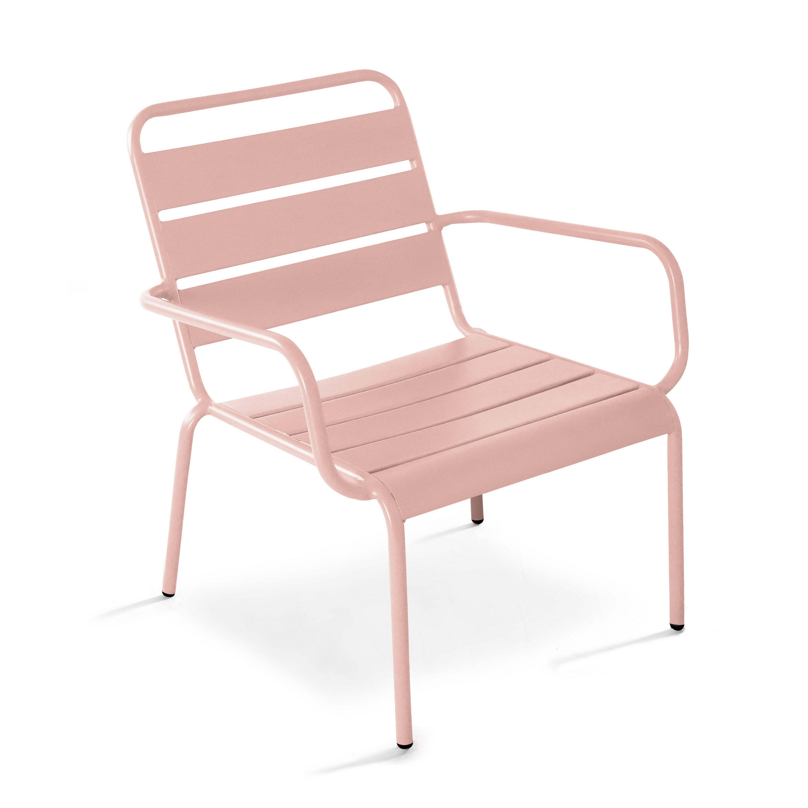 RELAXSESSEL MIT HOCKER 2-tlg., Rosa - Pink, Metall (64/72/60cm) - Oviala