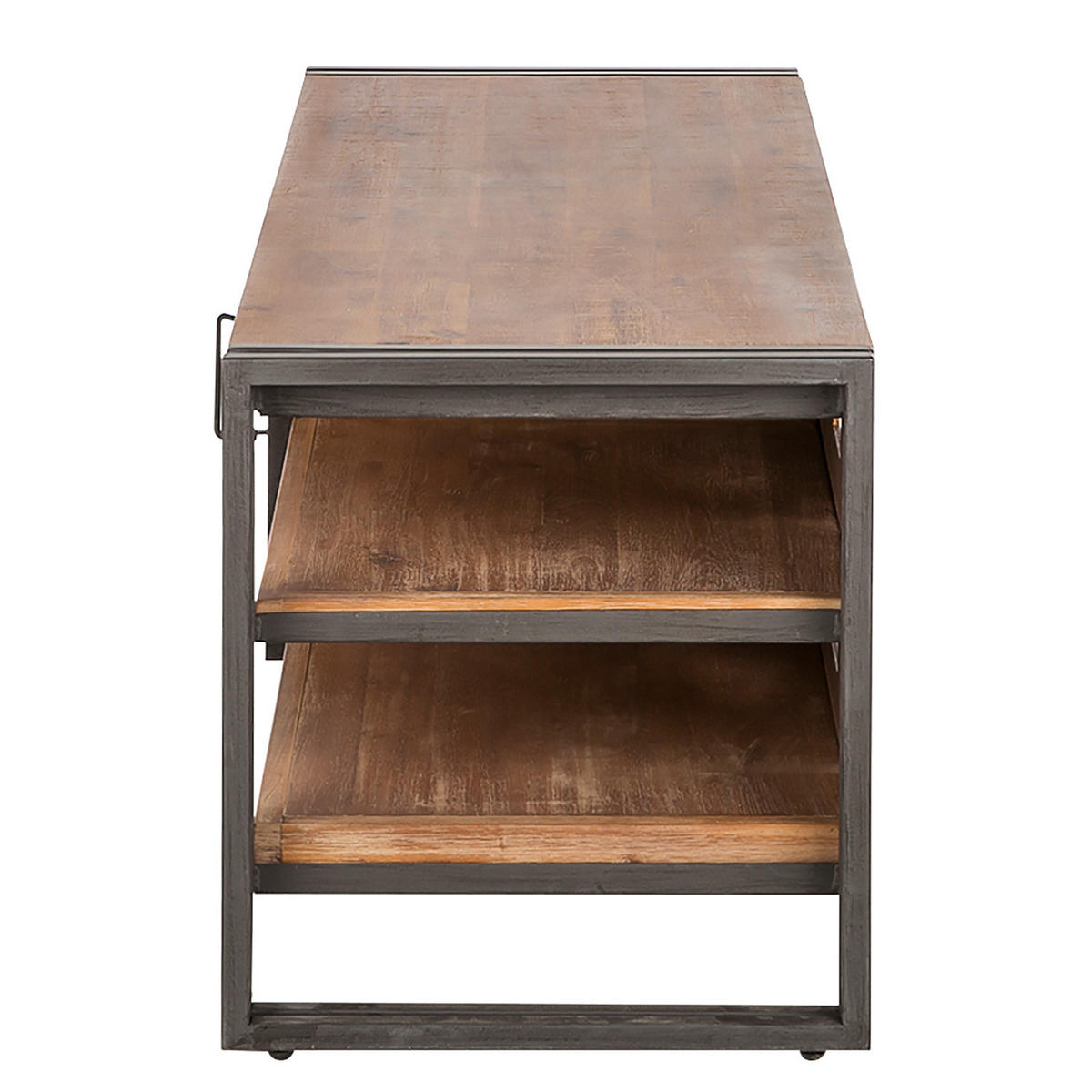 TV-LOWBOARD mit 2 fächer rechts - Akazie massiv / Metall - Akaziefarben, Holz (130/50/45cm) - home24