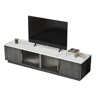 TV stolek 160/40/38,5 cm s kabelovým managementem, 4 zásuvkami Push-to-Open a dvířky ze skla, Šedá - šedá, kompozitní dřevo (160/38.5/40cm) - Redom