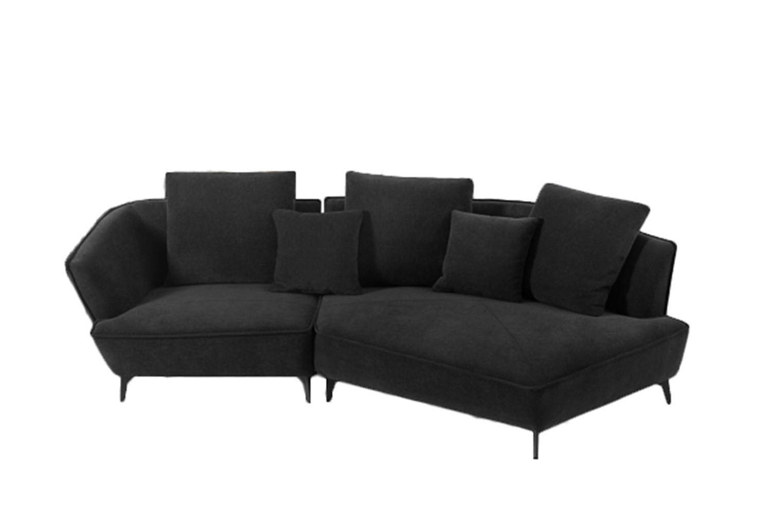 DESIGNSOFA GARBO Schwarz Webstoff - Schwarz, Textil/Metall (280/92/158cm) - KAWOLA