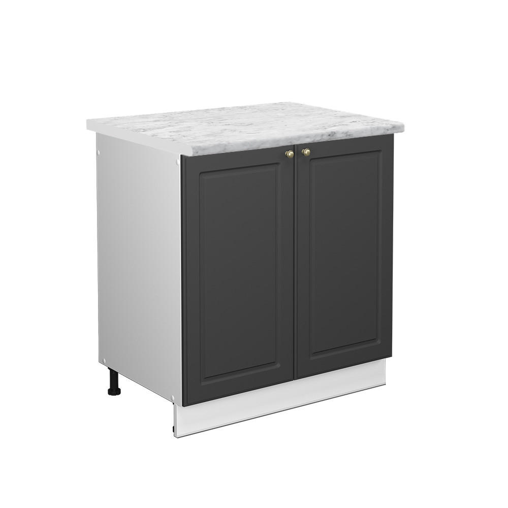 SPÜLENUNTERSCHRANK Fame-Line Anthrazit-Gold 80 cm , AP Marmor - Anthrazit/Weiß, Holzwerkstoff (80/82/60cm) - Vicco