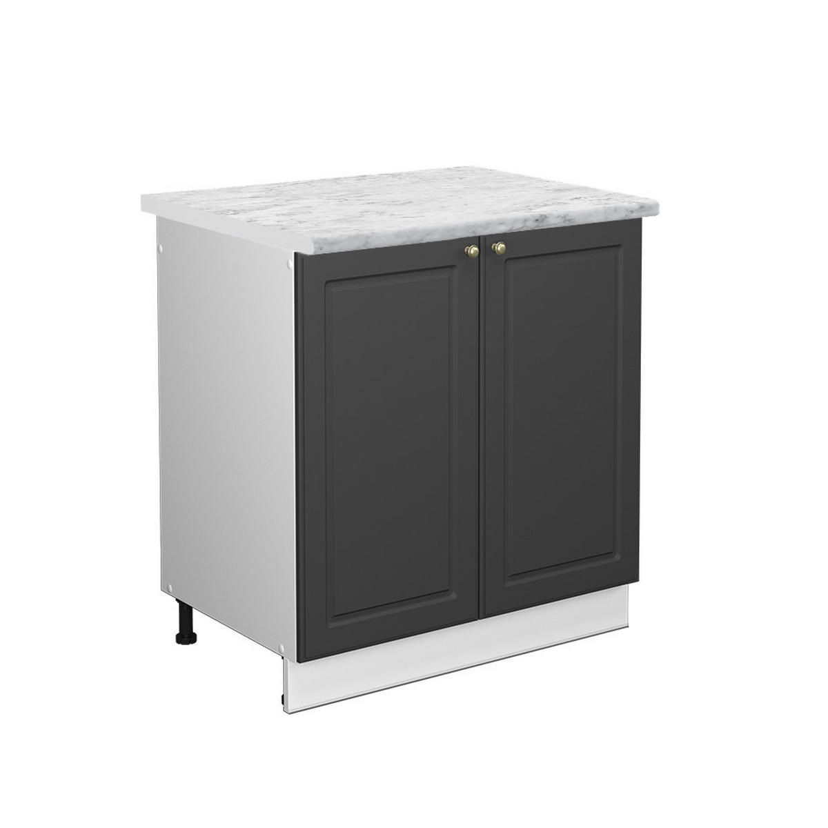 SPÜLENUNTERSCHRANK Fame-Line Anthrazit-Gold 80 cm, AP Marmor - Anthrazit/Weiß, Holzwerkstoff (80/82/60cm) - Vicco