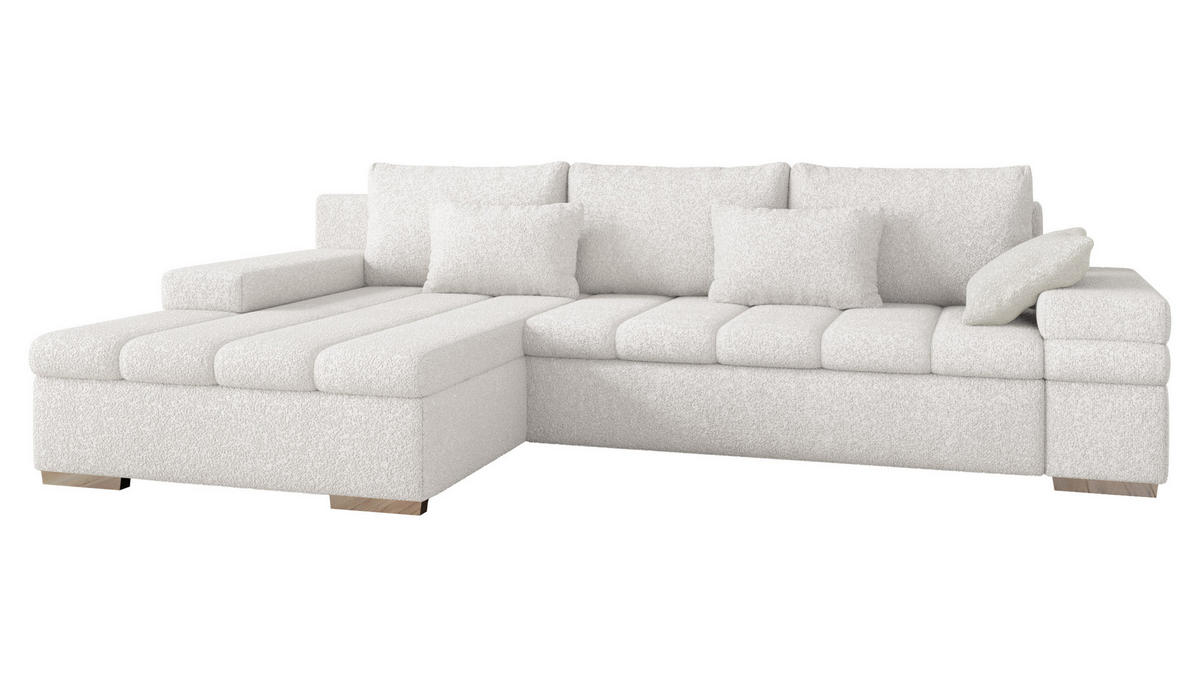 ECKSOFA Bangkok Premium, Seite: Links - Silberfarben/Creme, Holz/Textil (310/175cm) - MIRJAN24