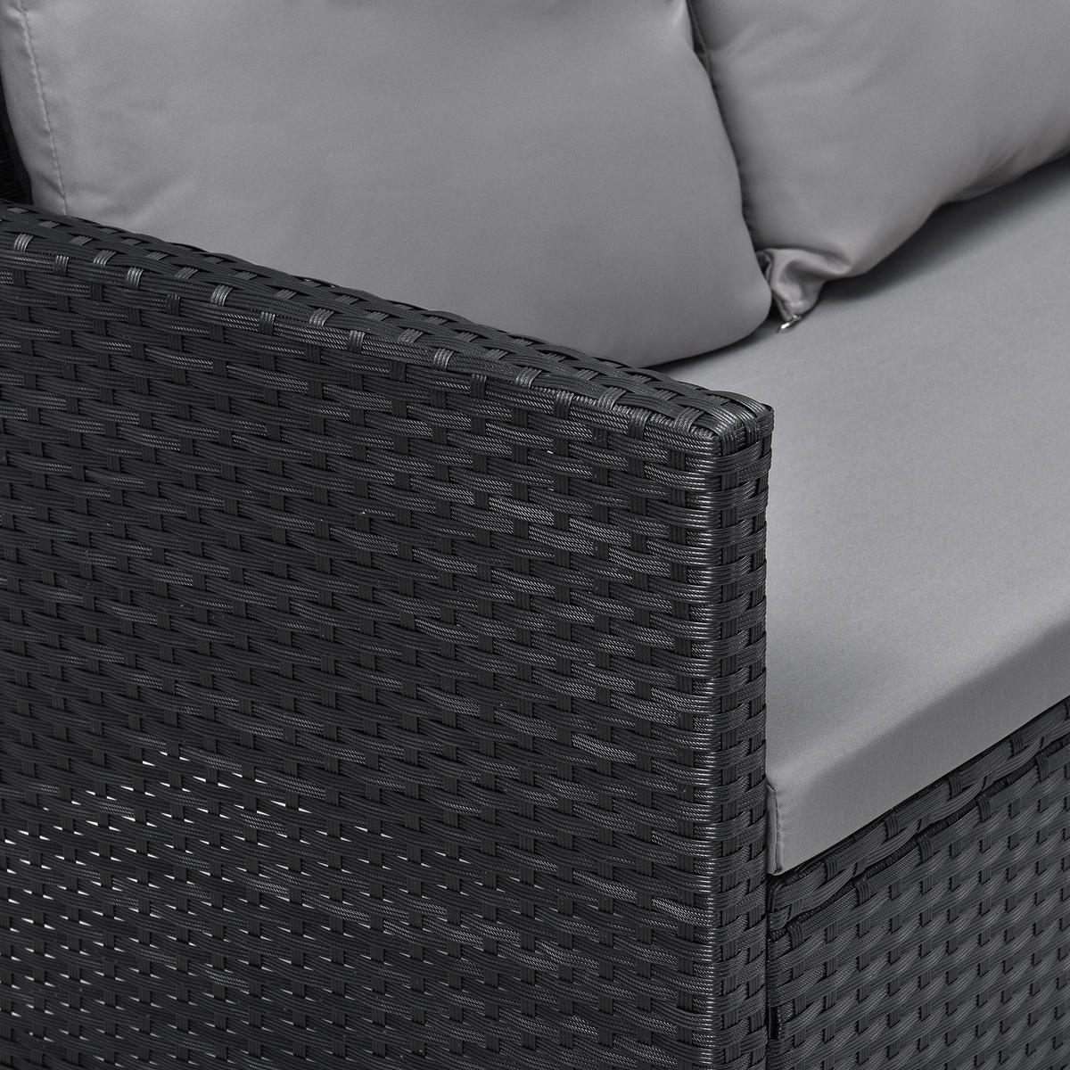 RATTAN-LOUNGE Madison - Schwarz/Grau, Kunststoff - SVITA