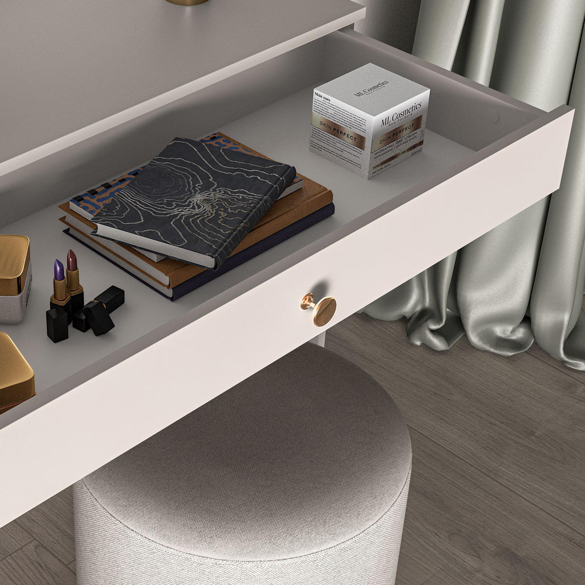 SCHREIBTISCH FRALIA,Creme - Creme, Holzwerkstoff (40/92/79cm) - KONSIMO®