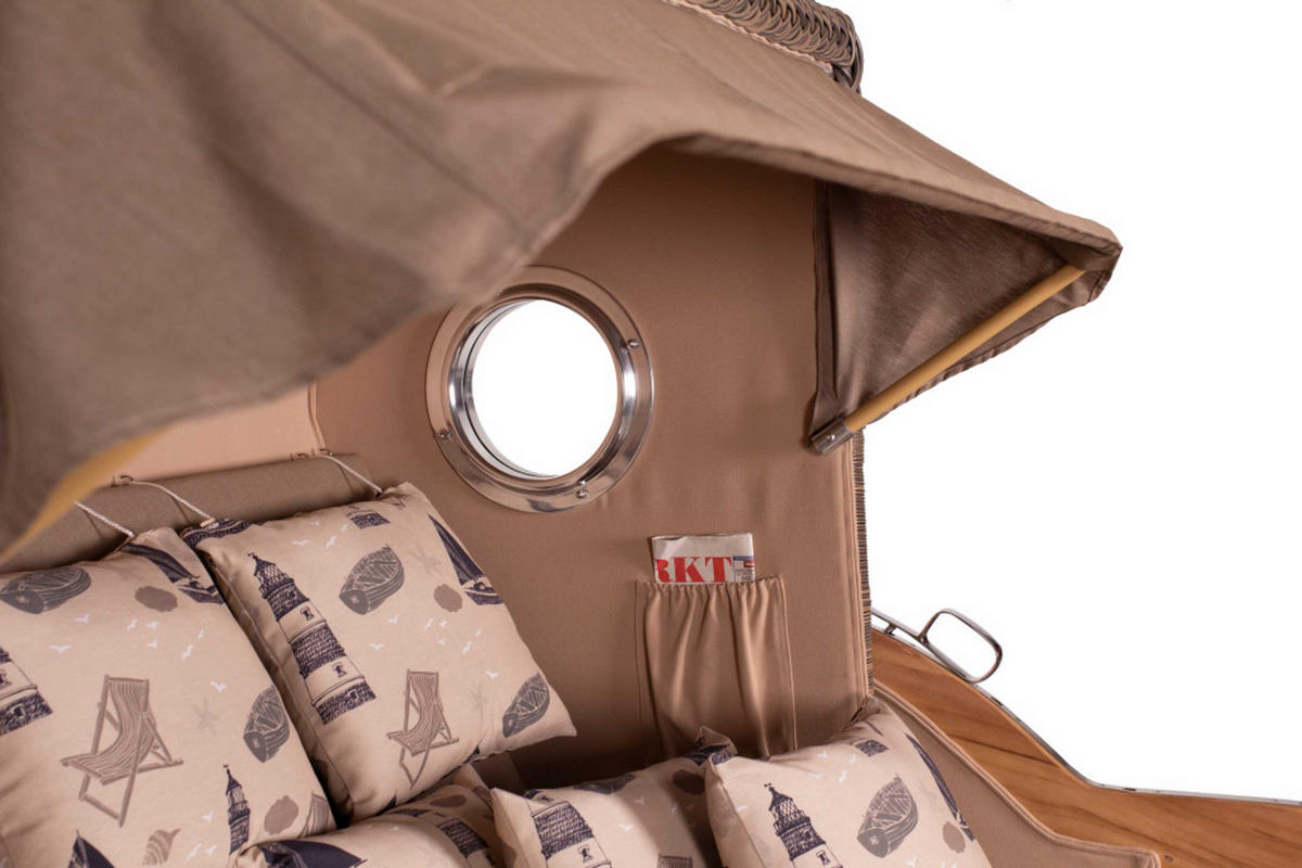 STRANDKORB XXL Düne Grande Teak PE Grey - Braun, Metall (170/170/95cm) - Mr. Deko