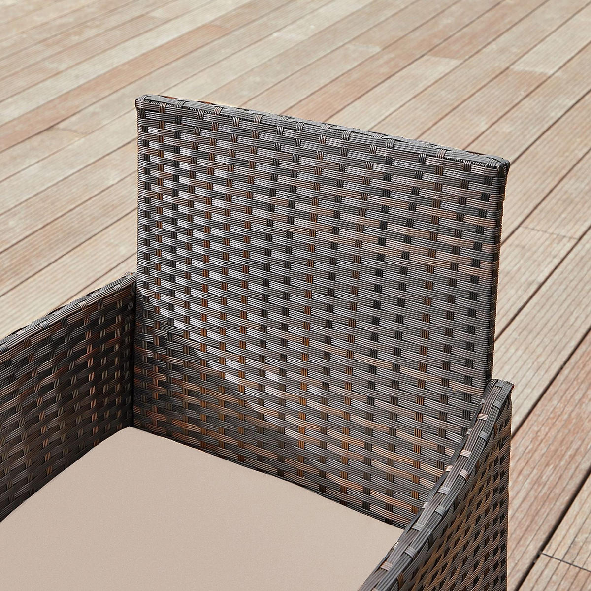 LOUNGE-SET GARTENMÖBEL-SET 3-TEILIG - Braun, Metall - Hansiro