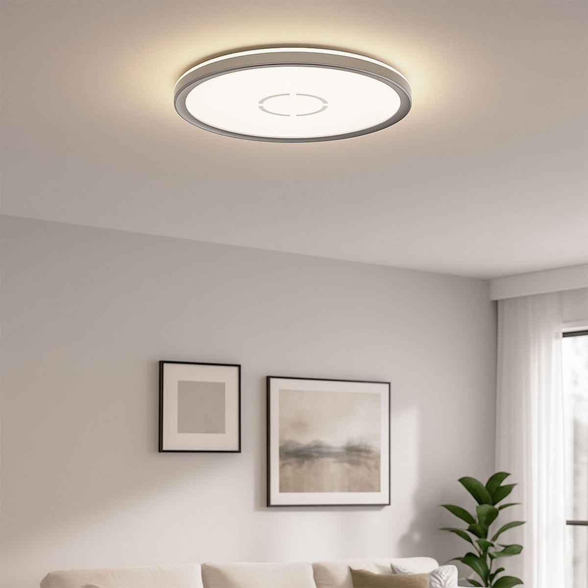 LED DECKENLEUCHTE Silber Opal - Silberfarben, Kunststoff (29.3/29.3/2.9cm) - Briloner