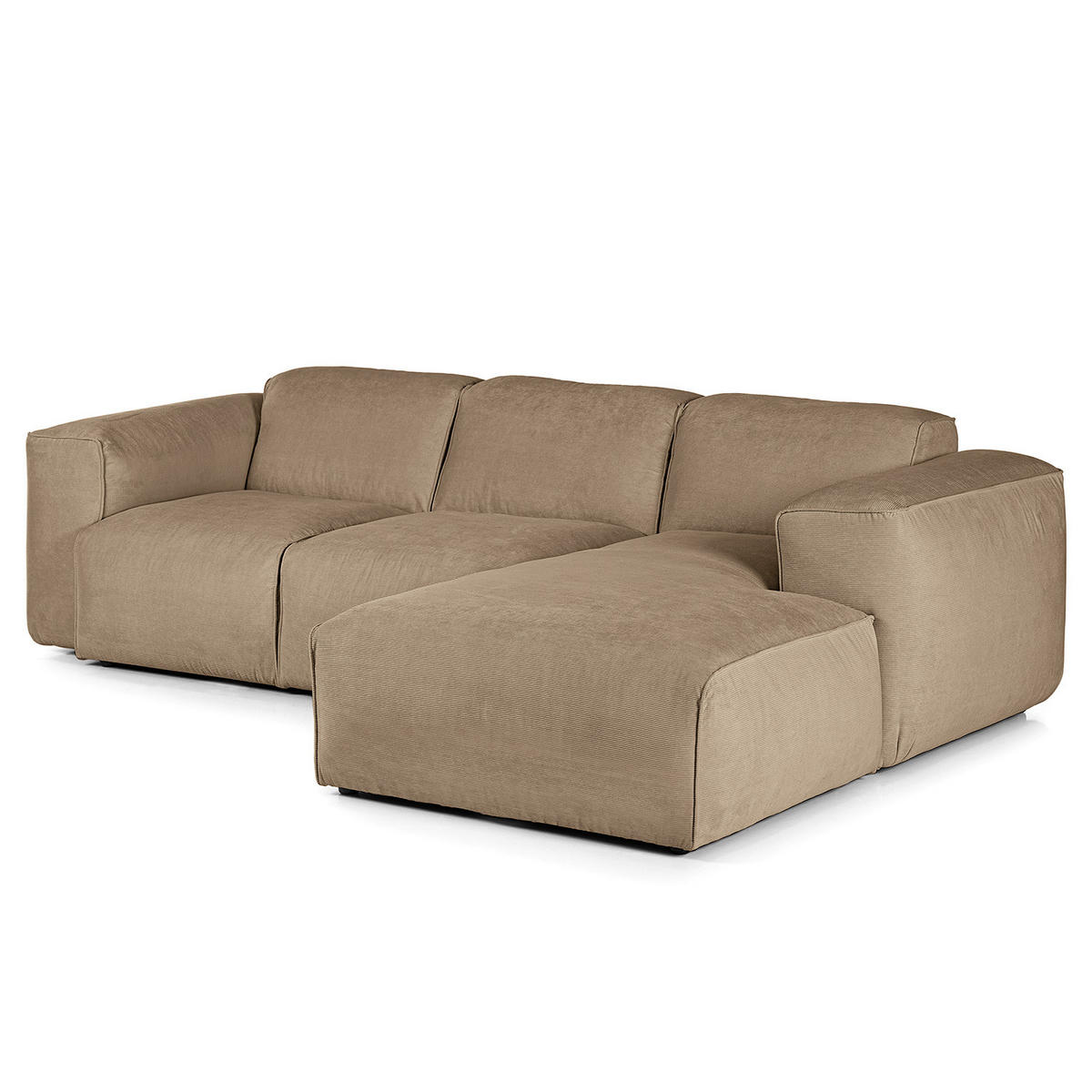 3-SITZER ECKSOFA mit Longchair - Taupe/Schwarz, Kunststoff/Textil (251/173cm) - home24