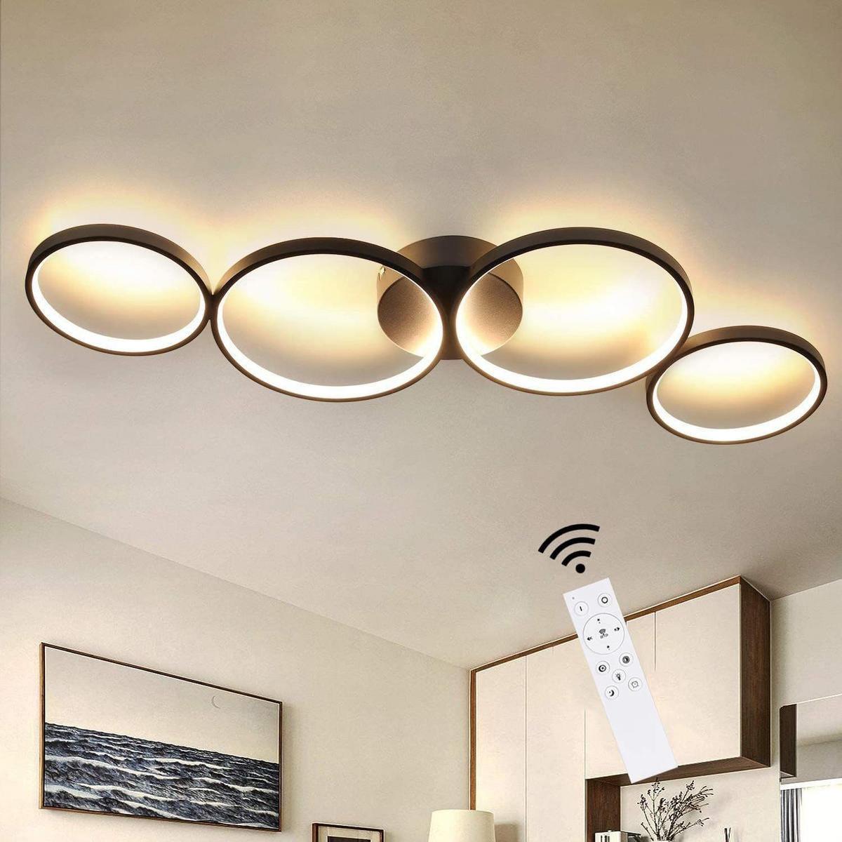 LED-DECKENLEUCHTE Luftblase 88/31/5.7 cm - Schwarz, Metall (88/31/5.7cm) - Nettlife