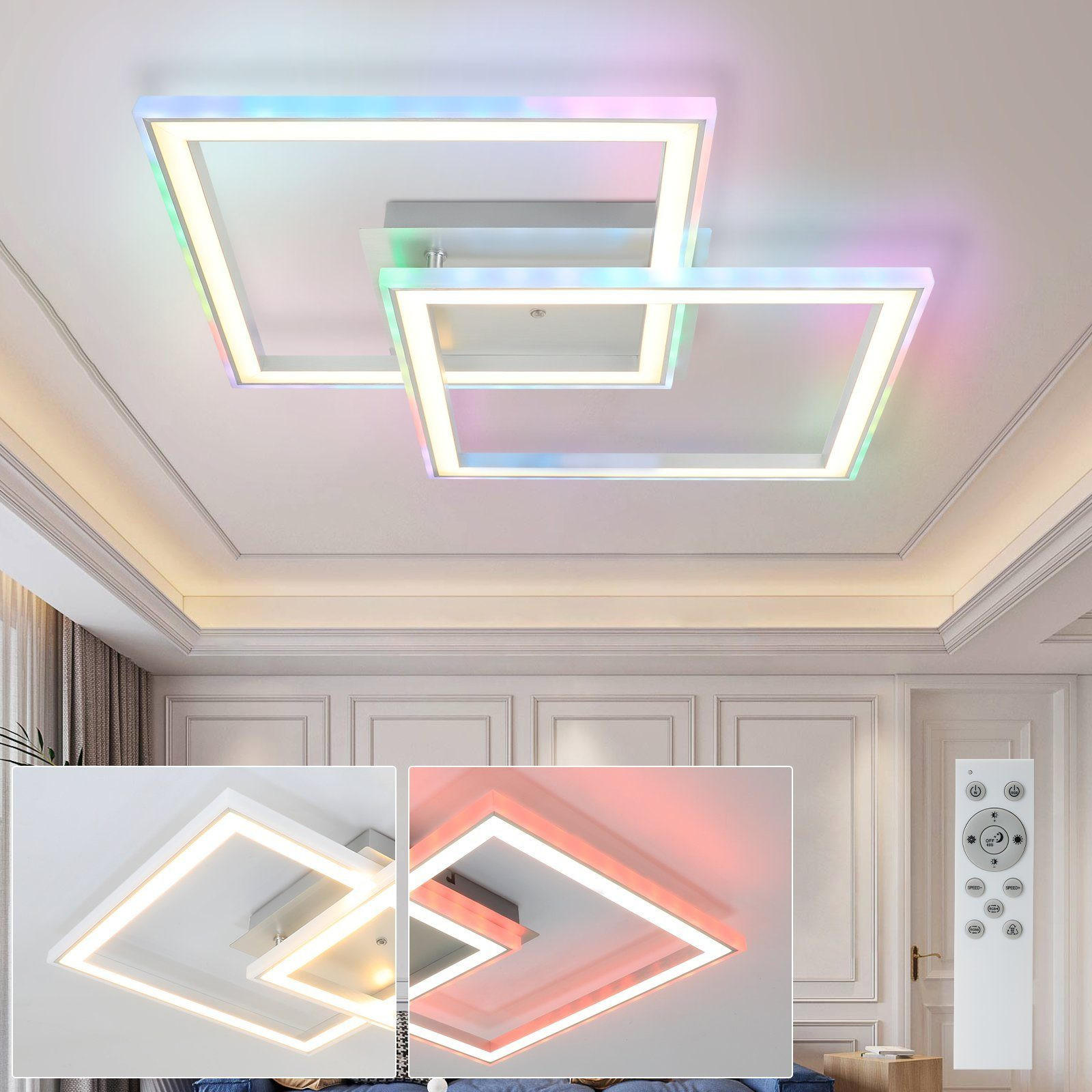 LED-DECKENLEUCHTE Maximilian 45/45/7 cm - Weiß, Metall (45/45/7cm) - Nettlife