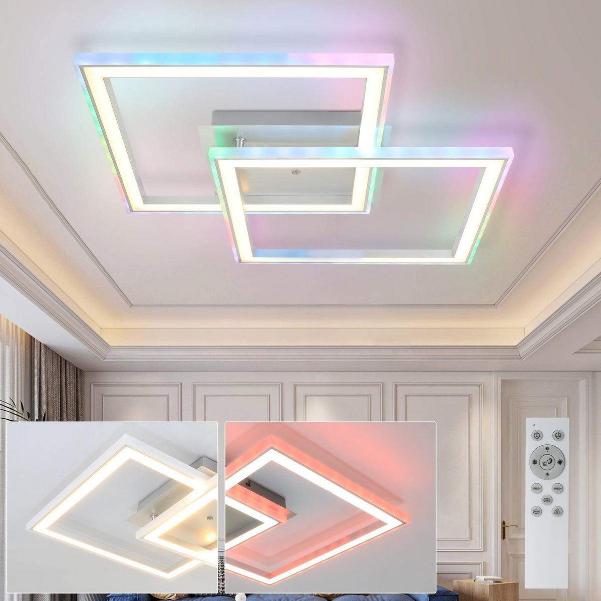LED-DECKENLEUCHTE Maximilian 45/45/7 cm - Weiß, Metall (45/45/7cm) - Nettlife