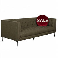 SOFA Troia 3-Sitzer Chesterfield Details - Schwarz/Olivgrün, Textil/Metall (205/74/85cm) - Mr. Deko