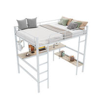 HOCHBETT 90/200 cm aus Metall mit Schreibtisch und Regal Weiß - Weiß, Metall (90/200cm) - Modenvie