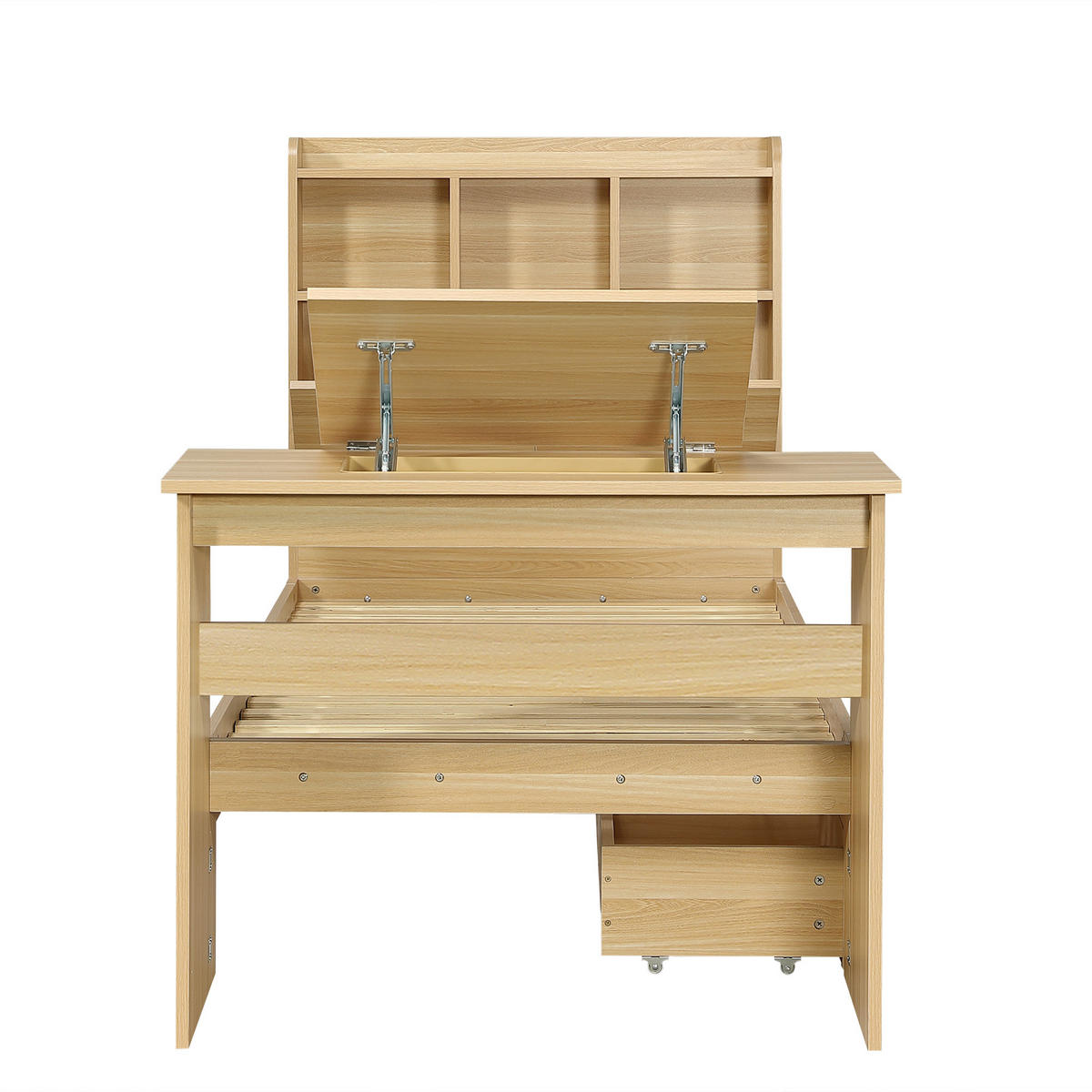 BETT mit Stauraum 90x200 cm Holzoptik Natural - Naturfarben, Holz (90/200cm) - Meubliv