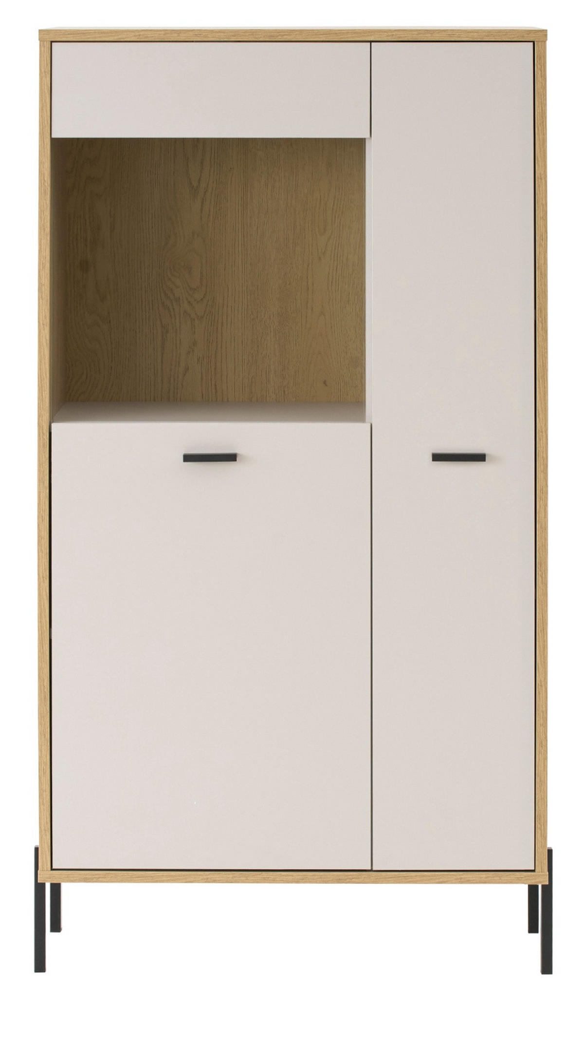VITRINE Kaschmir, Eiche 80 x 150 cm, HIGHBOARD mit Soft-Close - Kaschmir/Eichefarben, Glas/Holzwerkstoff (80/150/35cm) - Furn.Design