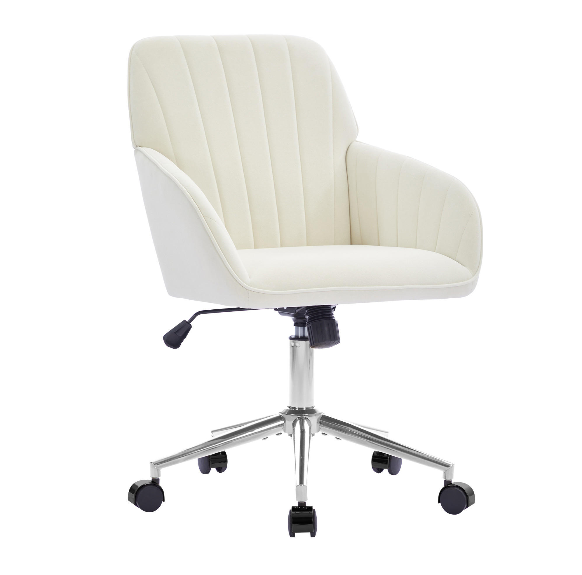 BÜRODREHSTUHL höhenverstellbar 50-59 cm Samt Weiß - Weiß, Metall (60/97/62cm) - Meubliv