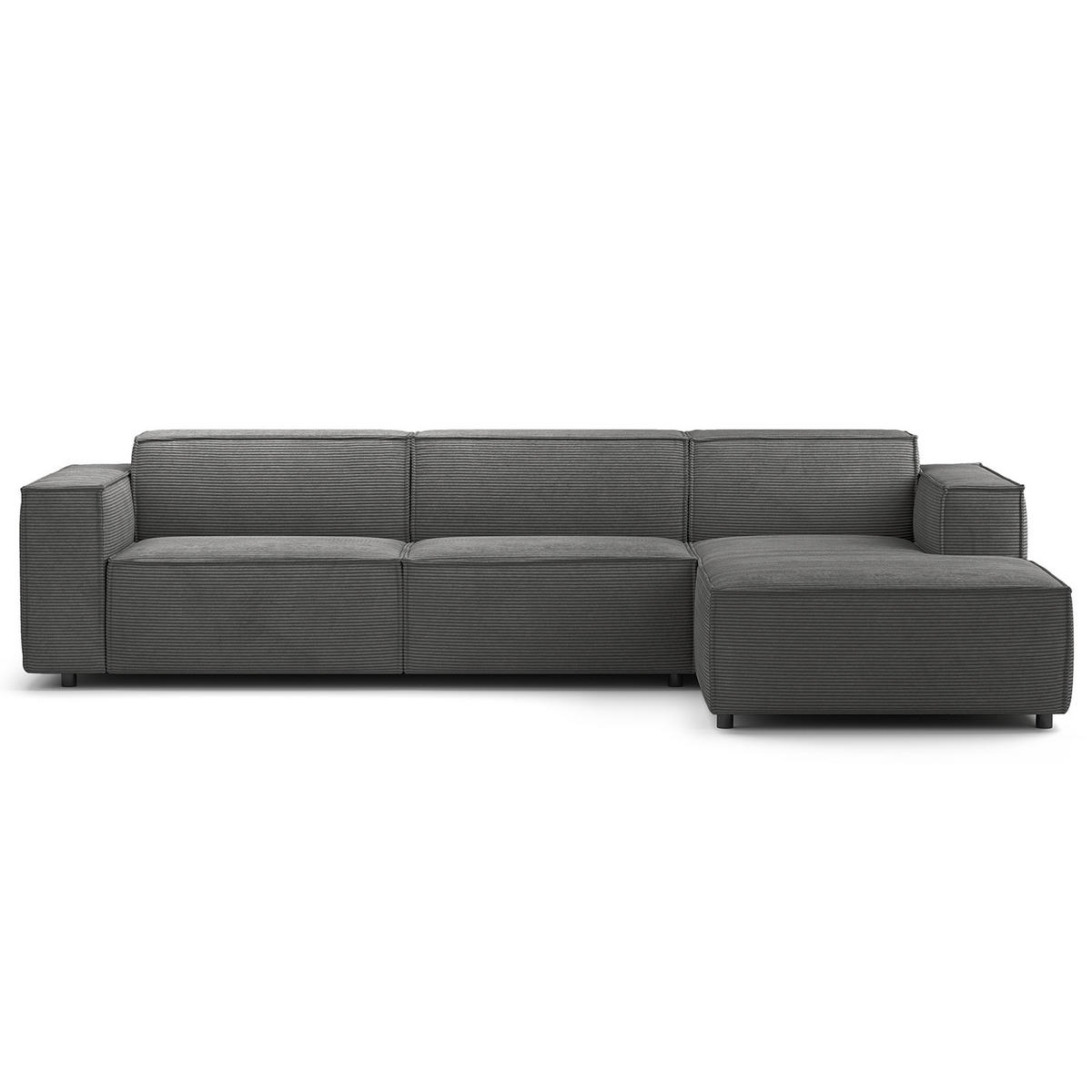 ECKSOFA mit Longchair - Anthrazit/Schwarz, Kunststoff/Textil (294/177cm) - home24