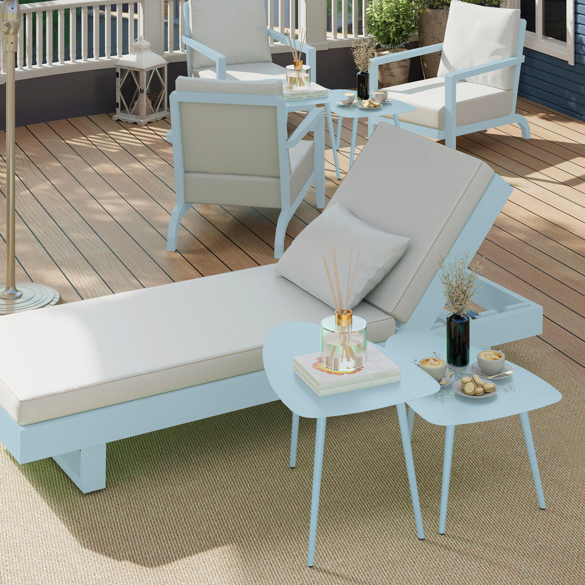 GARTENTISCH,HELLBLAU,1 Stück - Hellblau, Naturmaterialien (65/45/45cm) - GiPP