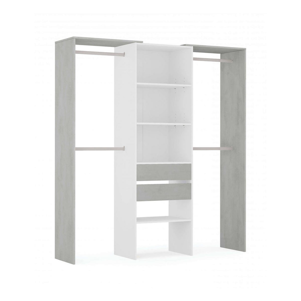 OFFENER KLEIDERSCHRANK Holz-Effekt Weiß, Zement 50x179h202 - Weiß, Holzwerkstoff (179/202/50cm) - DMORA