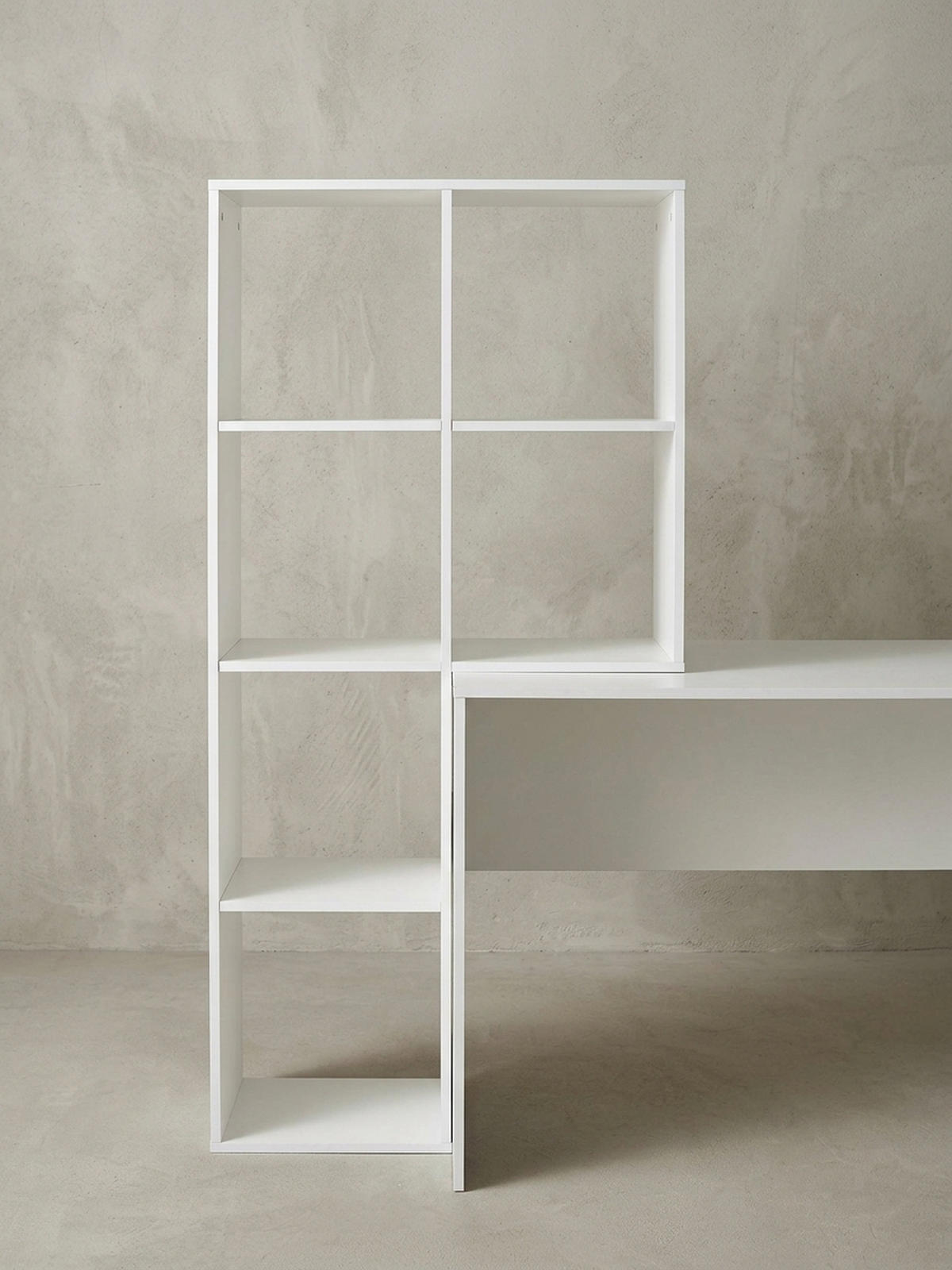 SCHREIBTISCH – mit Regal, groß, puristisches Design, Melaminharzbeschichtung - Weiß, Holz (59/170/144cm) - KADIMA DESIGN