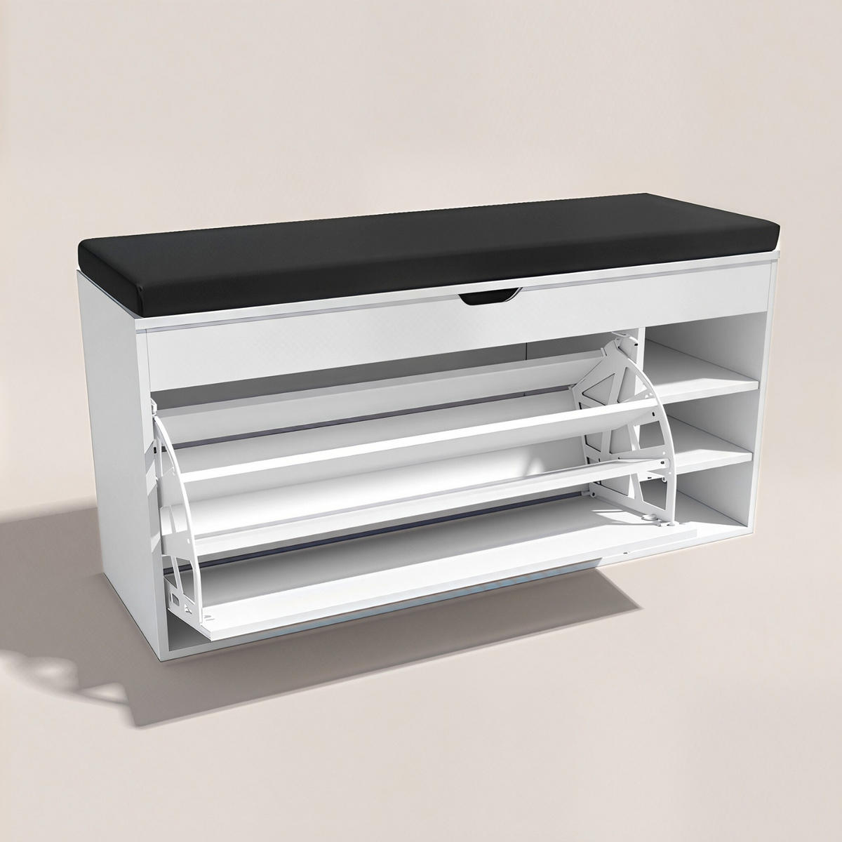SCHUHSCHRANK Gradia 100/34/50 cm Sitzfläche ausziehbar - Weiß, Holzwerkstoff (34/50/100cm) - BOXIMO
