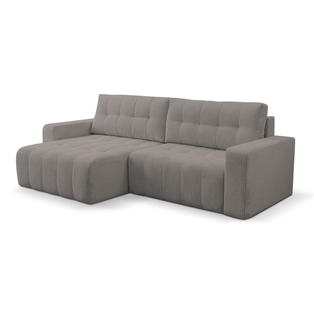 ECKSOFA Maillo Beige Cord - Beige/Schwarz, Kunststoff/Textil (245/143cm) - Selsey