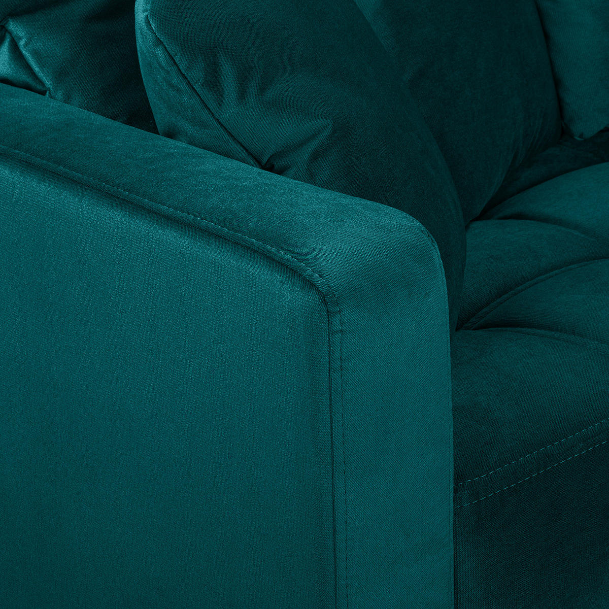 3-SITZER SOFA - Samt - Petrol, Textil (228/85/90cm) - home24