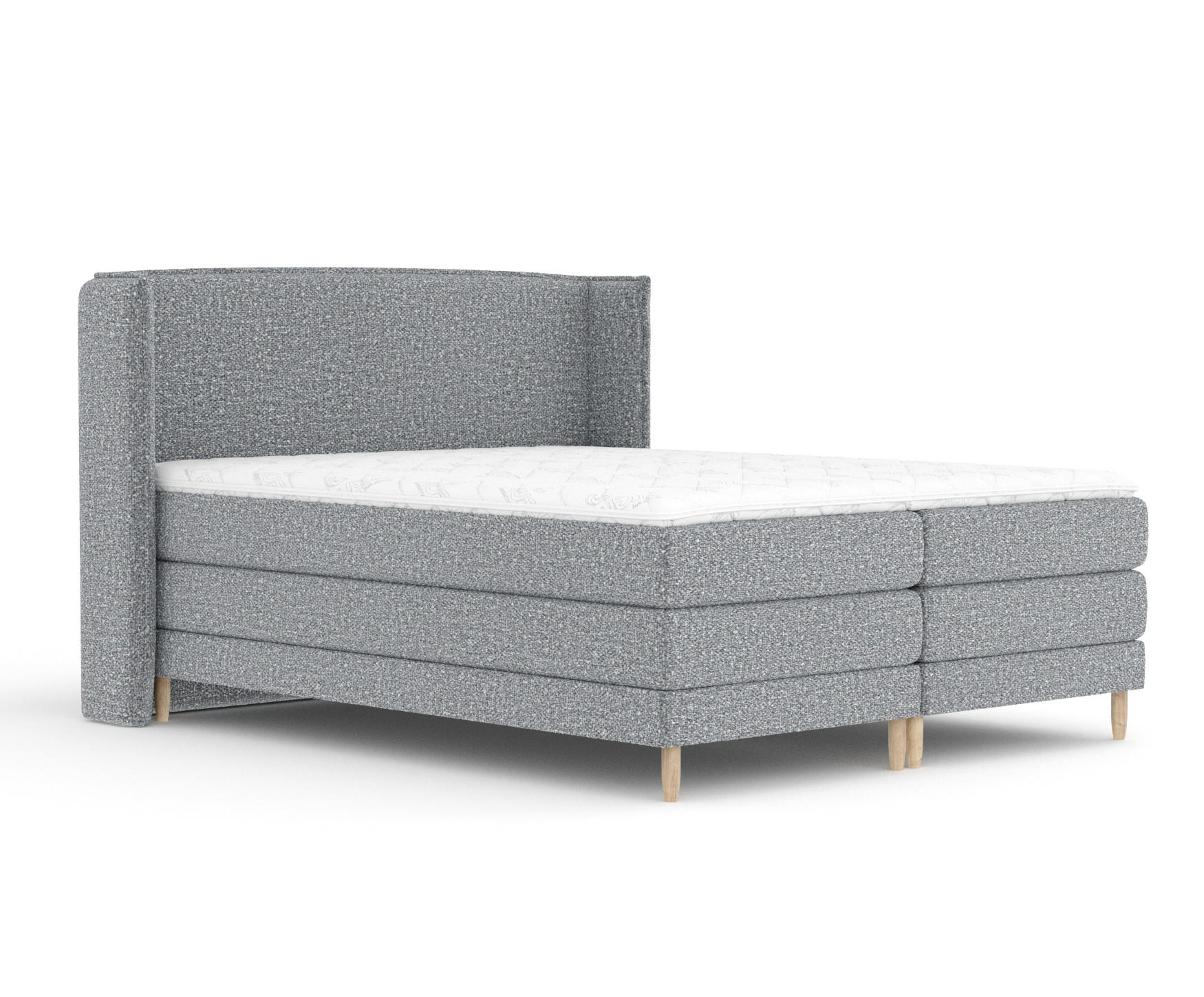 BOXSPRINGBETT Carizzo Grau 160/200 cm mit Matratze und Topper - Naturfarben/Grau, Holz/Holzwerkstoff (160/200cm) - Maison de Reve