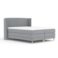 BOXSPRINGBETT Carizzo Grau 160/200 cm mit Matratze und Topper - Naturfarben/Grau, Holz/Holzwerkstoff (160/200cm) - Maison de Reve