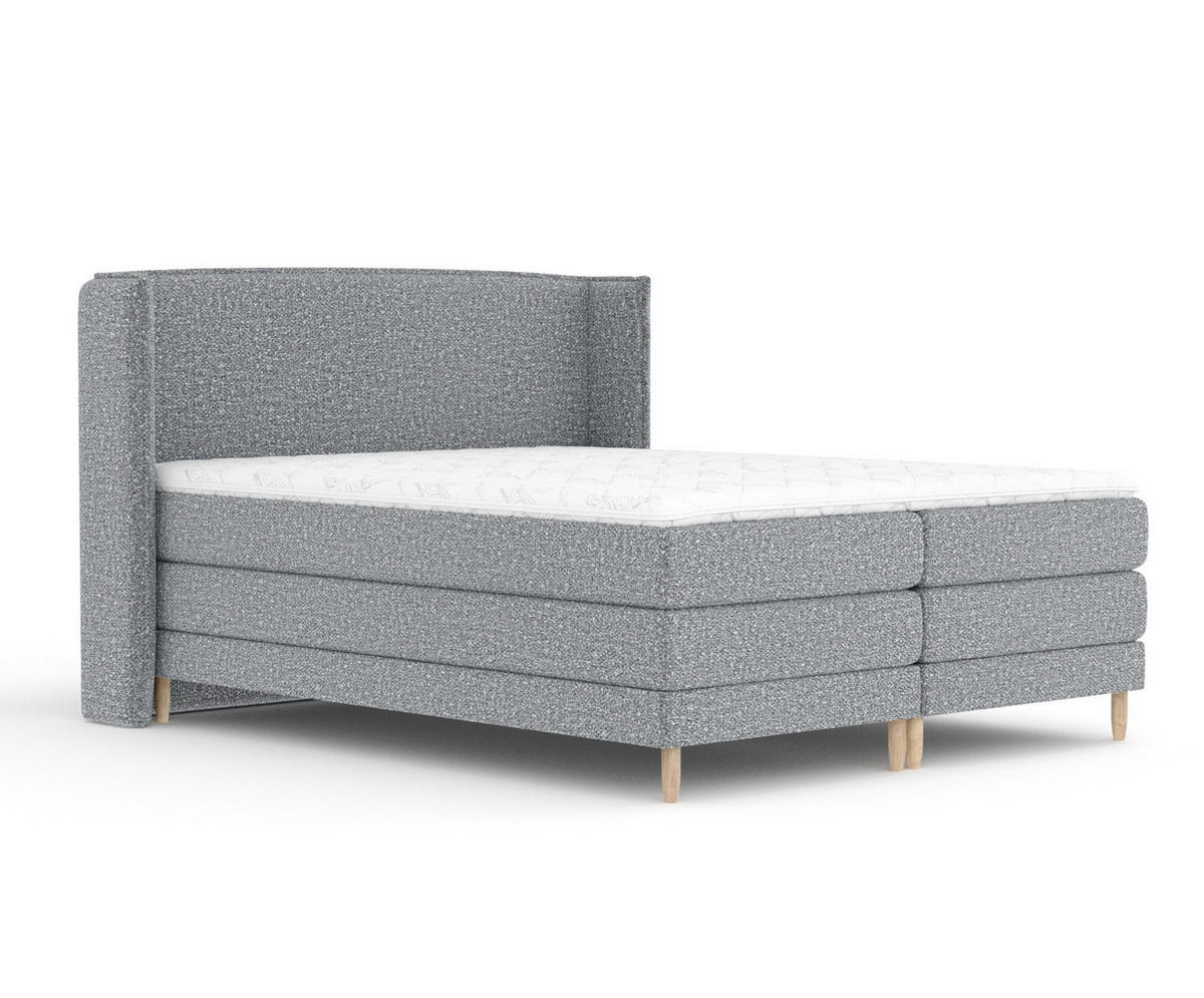 BOXSPRINGBETT Carizzo Grau 160/200 cm mit Matratze und Topper - Naturfarben/Grau, Holz/Holzwerkstoff (160/200cm) - Maison de Reve