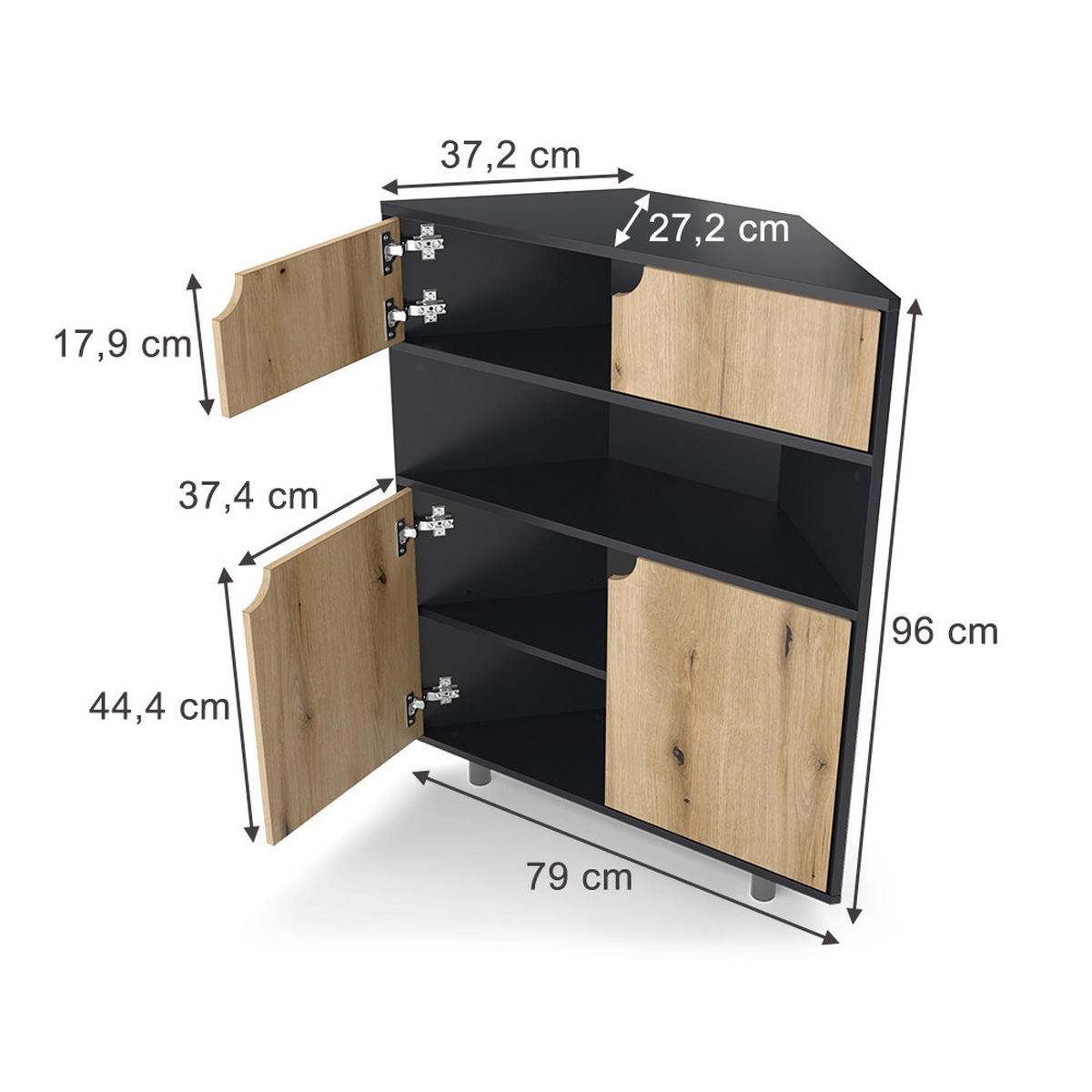 KREDENC Inaro Antracit/dub - antracitová, kompozitní dřevo (79/96/27.2cm) - Vicco