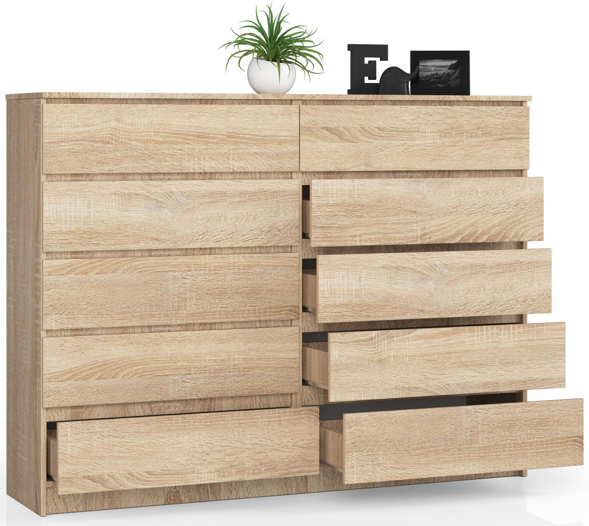 KOMMODE Sonoma Eiche 160x40x121 cm - Sonoma Eiche, Holzwerkstoff (160/121/40cm) - Akord