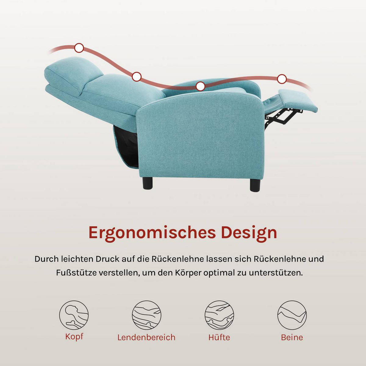 RELAXSESSEL mit Liegefunktion, Leinen , Blau - Blau/Schwarz, Textil/Metall (65.5/102/89cm) - Woltu