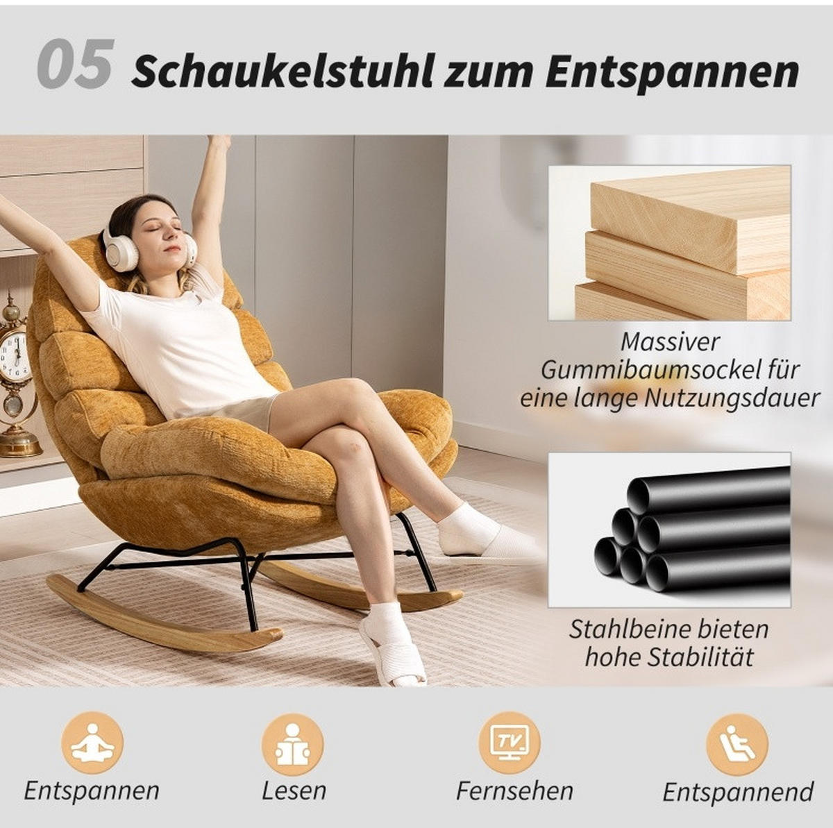 SCHAUKELSTUHL Polyester mit Polsterung, Metallgestell 80/103/91 cm Orange - Orange, Textil (80/91/103cm) - Redom