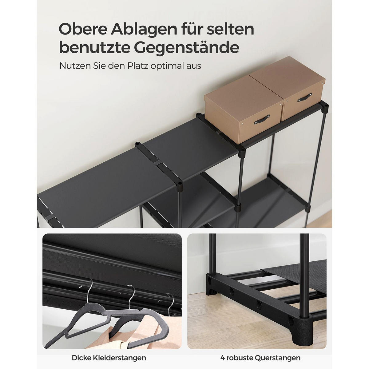 GARDEROBE AMSTERDAM - Schwarz, Metall (182/182/43cm) - Hansiro