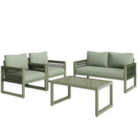 GARTEN-LOUNGE-SET Loungesessel-Set Grün 4-tlg. - Grün, Metall - ComfortXL