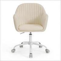 DREHSTUHL mit Rollen ergonomische Rückenlehne 45 bis 52,5 cm - Weiß, Leder (58.5/80/58cm) - Gisaae
