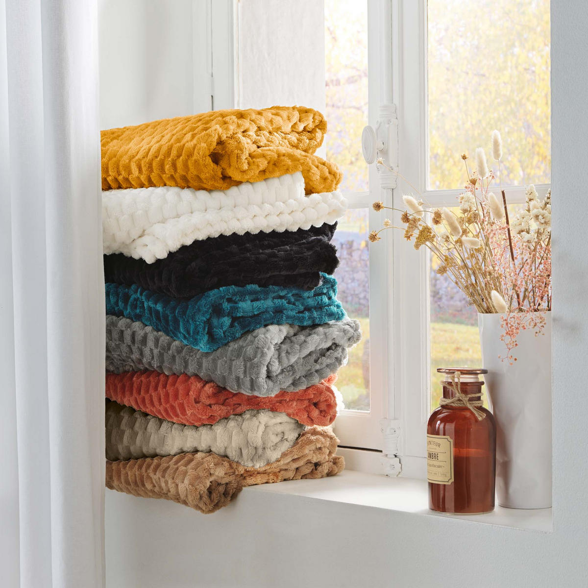 TAGESDECKE aus Flanell Frosty 150/125/0,5 cm - Gelb, Textil (125/150cm) - Douceur d´intérieur