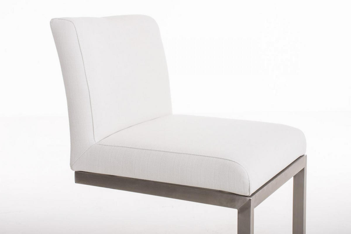 BARHOCKER Stoff Weiß - Chromfarben/Weiß, Textil/Metall (42/104/48cm) - CLP